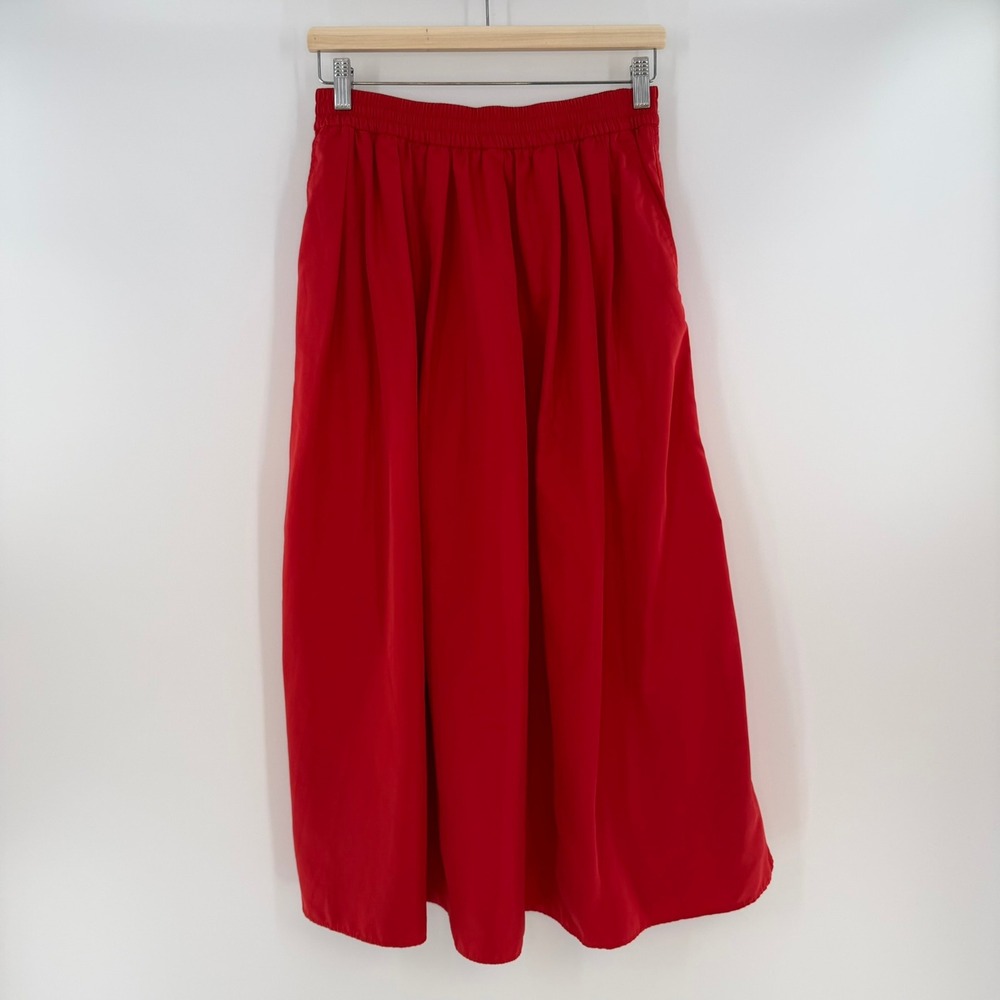 Zara Red Midi Skirt Elastic Waist Size XS-S